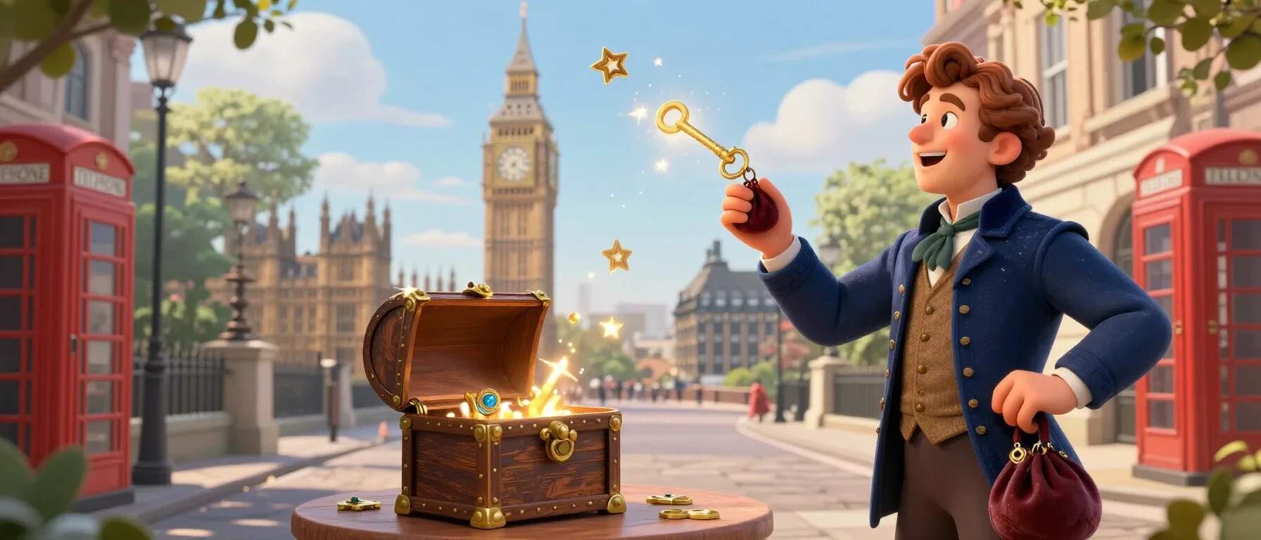 A glowing key and treasure chest representing the Party Spinz Casino promo code