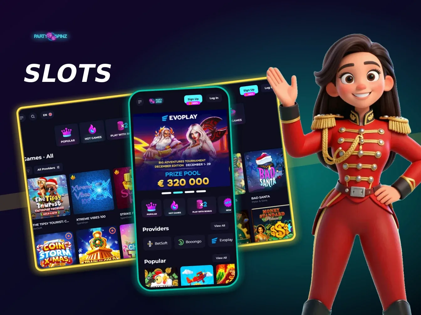 Party Spinz Casino games lobby on desktop